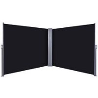 Outsunny Retractable Double Side Awning Screen Fence Privacy Black, 6x1.6m