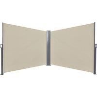Outsunny Retractable 6 x 1.6m Double Side Awning Screen Privacy Fence - Beige