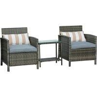 Alfresco Rattan Armchair and Side Table Bistro Set, Grey