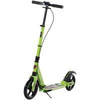 HOMCOM Teens Adult Kick Scooter Foldable Adjustable Aluminum Ride On Toy For 14+ w/ Rear Wheel&Hand Brake, Shock Mitigation System - Green 95.5-110.5H CM