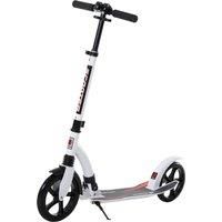 HOMCOM Teens Adult Kick Scooter w/ Shock Absorption Mechanism Foldable Adjustable Height Aluminium Frame Ride On Toy for 14+ - White