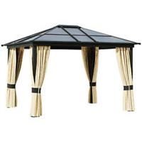 Outsunny 3x3.6m Garden Gazebo Tent w/ Magnet LED Solar Light Outdoor Sunshade