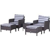 Outsunny 5Pcs Outdoor Patio Furniture Set Wicker Conversation Set Deep Grey