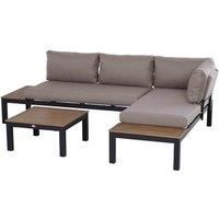 Outsunny 3Pcs Garden Sectional Sofa Side Table Furniture Set Aluminum W/ Cushion
