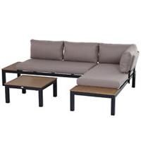 Outsunny 3 PCs Garden Outdoor Sectional Corner Sofa Lounge and Coffee Table Set