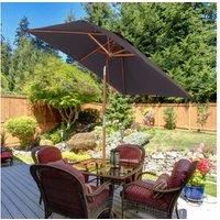 Outsunny 2 x 1.5m Patio Garden Parasol Sun Umbrella Sunshade Canopy Outdoor Backyard Furniture Fir Wooden Pole 6 Ribs Tilt Mechanism - Deep Grey