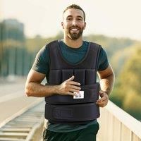 HOMCOM 10kg Men Or Women Waist Trainer Vest Adjustable Weighted w/ 38 Weight Bags Easy Use Cardio Running Fitness Black For Weight Loss Exercise Workout