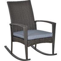 Outsunny PE Rattan Outdoor Garden Rocking Chair w/ Cushion Grey