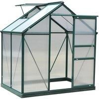 Outsunny Polycarbonate Walk-In Green House Plants Vegetable Raised Green House Stable Aluminium Frame w/Slide Door (6ft x 4ft)