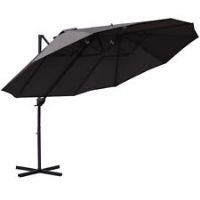 Outsunny Double Canopy Offset Parasol Umbrella Garden Shade Steel Canopy Grey