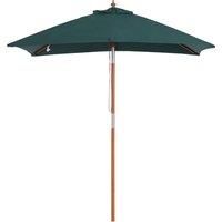 Outsunny Wooden Patio Umbrella Market Parasol Outdoor Sunshade 6 Ribs Brown Green