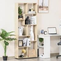 HOMCOM 8-Tier Freestanding Bookcase w/Melamine Surface Anti-Tipping Foot Pads Home Display Storage Grid Stand Bedroom Living Room Furniture Modern Style - Natural