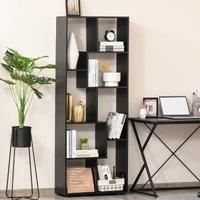 HOMCOM 8-Tier Freestanding Bookcase w/Melamine Surface Anti-Tipping Foot Pads Home Display Storage Grid Stand Bedroom Living Room Furniture Modern Style - Black