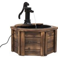 Outsunny 220V Wooden Electric Water Fountain Garden Ornament w/Hand Pump Plastic Well Classic Water Pump Feature Decoration Suitable For Garden Patio Oasis