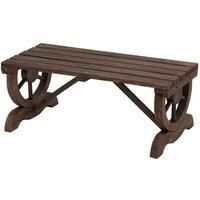Outsunny Garden Rustic Wooden Bench Wheel-Shaped Legs Slatted Seats Stable Reinforced Structure Outdoor Patio Garden 2-Person Bench Seat - Brown
