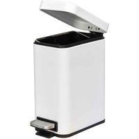 HOMCOM 5L Rectangular Compact Bin Steel Quiet-Close Lid Trash Can White