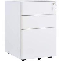 Vinsetto Fully Assembled 3 Drawer Steel Metal Filing Cabinet Lockable Rolling Vertical File Cabinet White