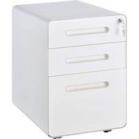 Vinsetto Fully Assembled 3-Drawer Mobile File Cabinet Lockable All-Metal Rolling Vertical File Cabinet White