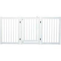 PawHut Freestanding Dog Gate Wood Doorway Safety Pet Barrier Fence Foldable w/Latch White, 155 x 76 cm