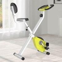 HOMCOM Magnetic Resistance Exercise Bike Foldable X Bike Home Bike Trainer w/LCD Monitor Adjustable Seat Heart Rate Monitors Food Straps Foot Pads Home Office Fitness Training Workout - Yellow