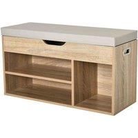 HOMCOM Shoes Cabinet Bench Hidden Storage Padded Seat Organiser Footwear Rack Hallway Oak Tone