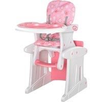 HOMCOM 3 in 1 Convertible Baby High Chair Toddler Table Chair Infant Feeding Seat Removable Food Tray Safety Harness Pink