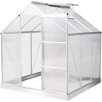 Outsunny 6 x 6 FT Walk-In Greenhouse Polycarbonate Panels Aluminium Frame w/Sliding Door Adjustable Window 3.6£ Inner Area Plant Vegetable Flower Grow Green House Protection