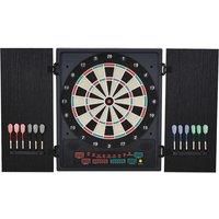 HOMCOM Electronic Hanging Dartboard Set 27 Games and 202 Variations with 12 Soft Tip Darts and Cabinet to Storage Multi-Game Option Ready-to-Play