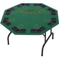 HOMCOM 8 Player Folding Games Poker Table with Chip Cup Holder Steel Base Felt Top Octagon Blackjack Casino Green