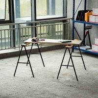 HOMCOM 2PCS Saw Horse Twin Pack Folding Workbench Metal Trestle Stands with Non-Slip EVA Surface for Sawing Work Max Load 125kg