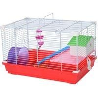 PawHut Portable 2 Storey Hamster Cage Small Pet Animal Cage Double Layers w/Exercise Wheel Water Bottle Dishes