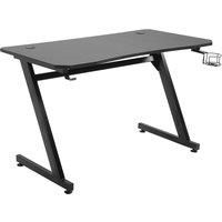 HOMCOM Gaming Desk Steel Frame w/Cup Headphone Holder Adjustable Feet Cable Organiser Home Office Computer Table Black