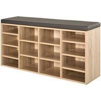 HOMCOM Multi-Storage Shoe Rack w/ 14 Compartments Cushion Moving Shelves Solid Frame Foot Pads Home Office Tidy Organisation Boots Trainers Brown