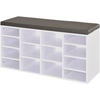 HOMCOM Multi-Storage Shoe Rack w/ 14 Compartments Cushion Moving Shelves Solid Frame Foot Pads Home Office Tidy Organisation Boots Trainers White