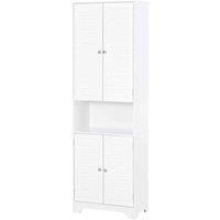 Homcom 183X60Cm Tall Freestanding Bathroom Cabinet Retro 3 Compartments - White