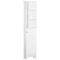 HOMCOM Freestanding Bathroom Storage Cabinet w/ 6 Shelves Cupboard Tower Organisation Home Bathroom Furniture 34L x 25W x 165H cm White