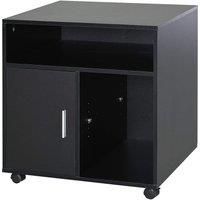 HOMCOM Multi-Storage Printer Stand Unit Office Desk Side Mobile Storage w/Wheels Modern Style 60L x 50W x 65.5H cm - Black