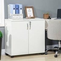 Vinsetto 2-Tier Locking Office Storage Cabinet File Organisation w/Feet Melamine Coating Aluminium Handles 2 Keys Stylish White