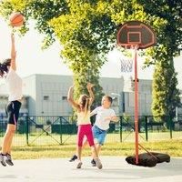 HOMCOM Basketball Stand Net Hoop Backboard Portable 200-250cm Height Adjustable with Wheels for Kids Adults Sports Fun