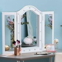 HOMCOM Triple Dressing Table Mirror With LED Lights White