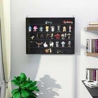 HOMCOM 5-Tier Wall Display Shelf Unit Cabinet w/ 4 Adjustable Shelves Glass Doors Home Office Ornaments 60x80cm Black
