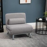 HOMCOM 2-in-1 Single Sofa Bed Futon Chair w/Metal Frame Padding Pillow Adjustable Back Armless Home Furniture Space Saving, Grey