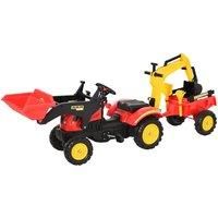 HOMCOM Kids Children Pedal Go Kart Ride On Toy Car Excavator Tractor w/ Moving Bucket Steering Wheel Removable Digger For 3 - 6 Years