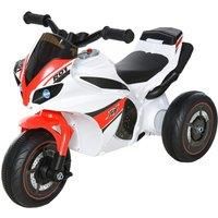 HOMCOM Kids Ride-On Police Bike 3-Wheel Vehicle w/ Music Lights Safe Seat Handlebars Toddler NO POWER Child Learning Fun Development 18-36 Months White