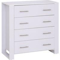 HOMCOM Chest Of 4 Drawers Storage Cabinet Bedroom Clothes w/Metal Handles Base Freestanding Unit Furnishing Living Room White