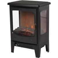 900W/1800W Tempered Glass Electric Fireplace Heater-Black