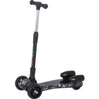 HOMCOM Kids 3 Wheel Kick Scooter Adjustable Height w/ Flashing Wheels Music Water Spray Foldable Design Cool On Off Road Vehicle 3 - 8 Yrs Black