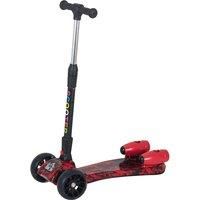HOMCOM Kids 3 Wheel Kick Scooter Adjustable Height w/ Flashing Wheels Music Water Spray Foldable Design Cool On Off Road Vehicle 3 - 8 Yrs Red