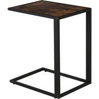 HOMCOM C-Shaped Side Table, Sofa End Table with Metal Frame, Accent Couch Table for Living room, Bedroom, Brown and Black