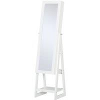 HOMCOM LED Light Jewelry Cabinet Storage Armoire w/ 2 Mirrors Drawers Hooks Shelves Make-Up Vanity Dresser Adjustable Bedroom Home White